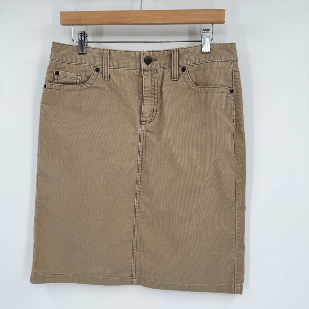 L.L. Bean Tan Corduroy Straight Knee-Length‎ Skirt Women's Sz 6